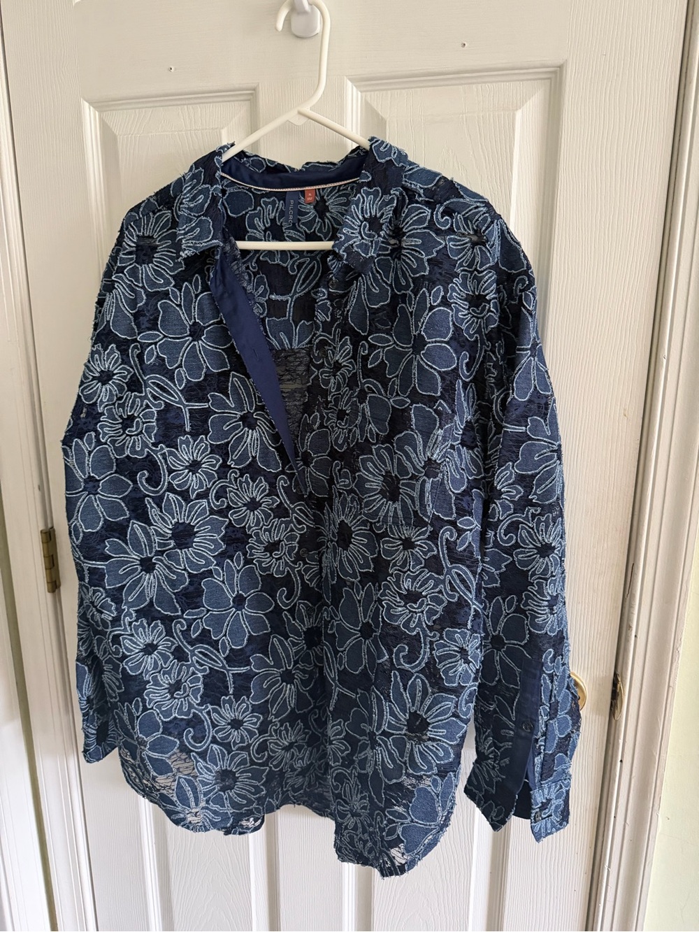 Pilcro Navy Floral-Pattern Statement Shirt/Jacket